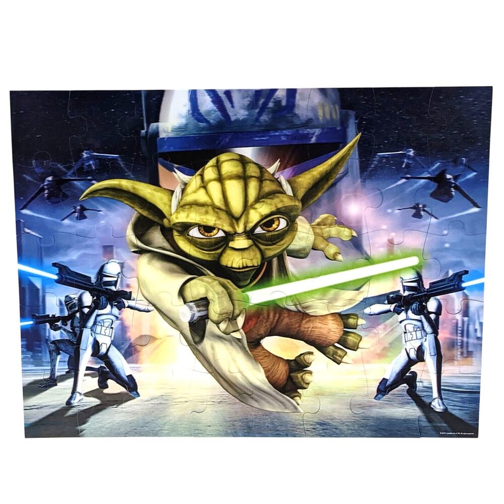 Star Wars Clone Wars Yoda Lightsaber 40 Pc Lenticular Puzzle 24x18 Cardinal 2010